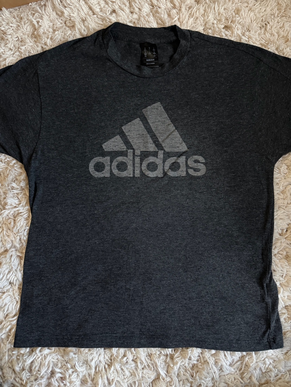 Adidas Women’s Charcoal Heather Logo Short Sleeve Tee - Size Medium